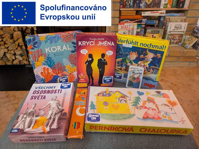 GameON Czechia rotating set featuring strategy, card and family games for different ages.