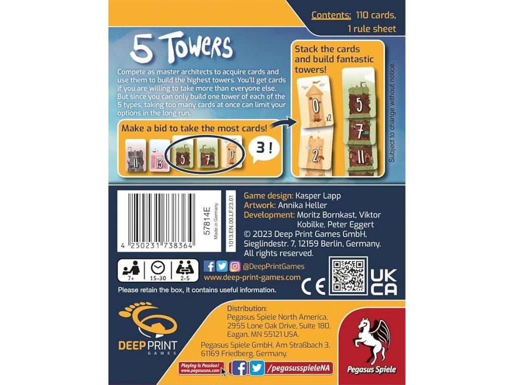 5 Towers Board Game box back