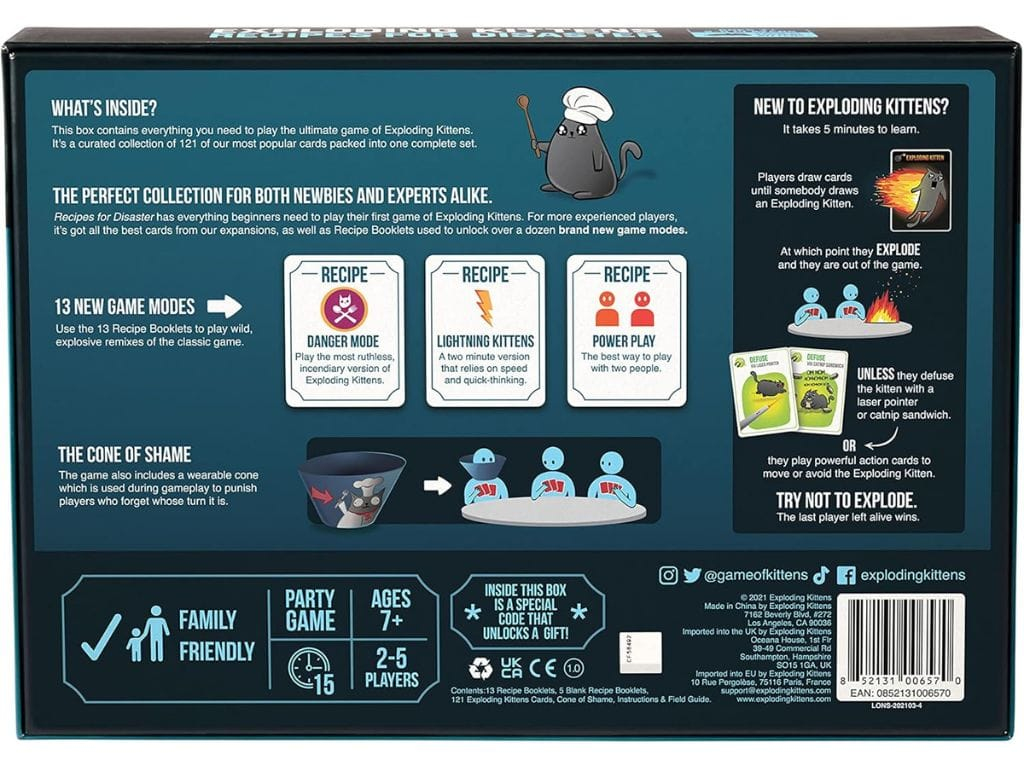 Exploding Kittesn Board Game box back